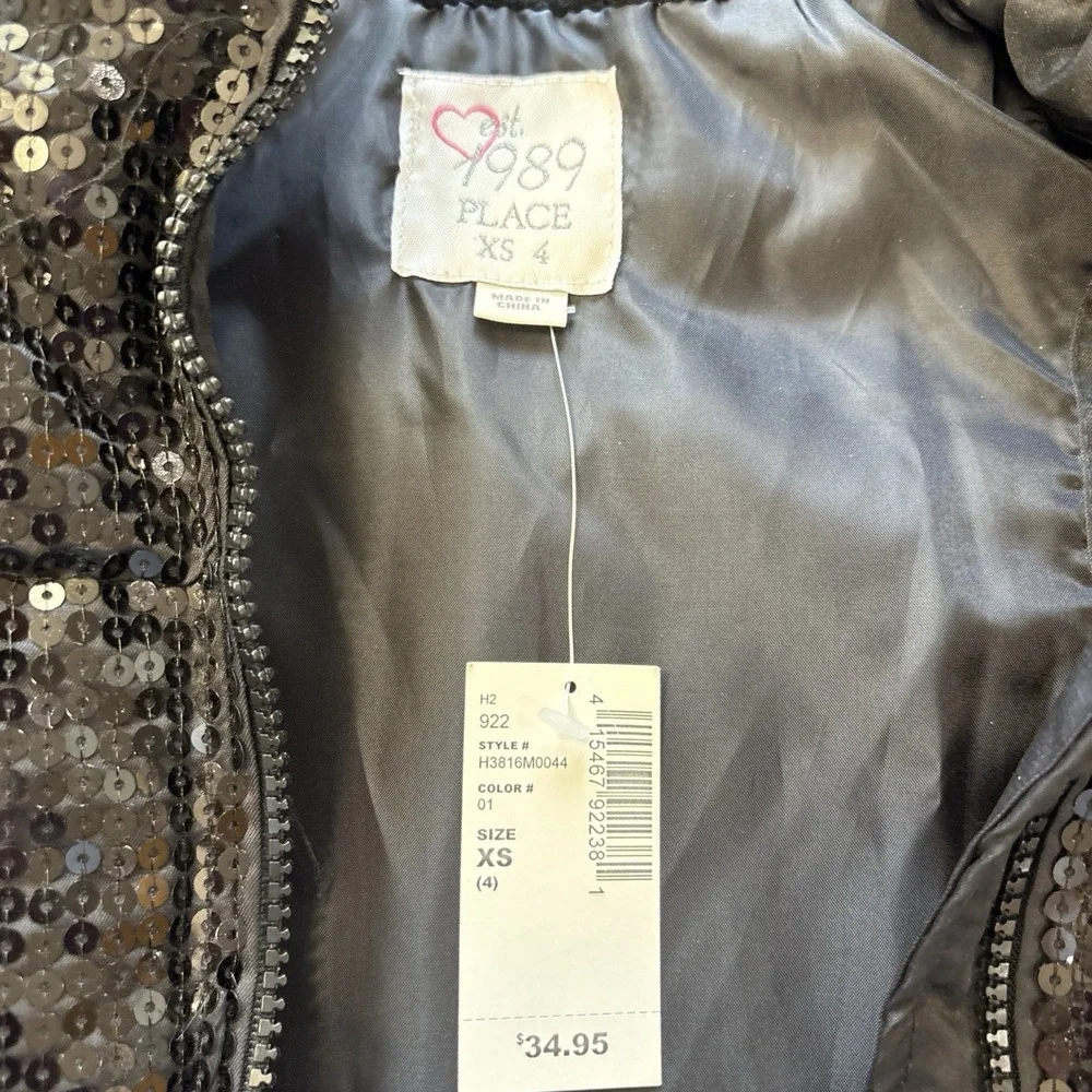 Children's‎ Place Sequined Puffer Vest Black Size 4 XS NWT